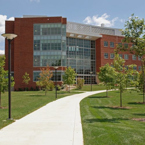 Office,Building,And,Green,Grass,With,A,Path Office building and green grass with a path